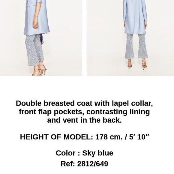 🔥SOLD 🔥Zara Blue Double Breasted Spring Jacket - Picture 5 of 6